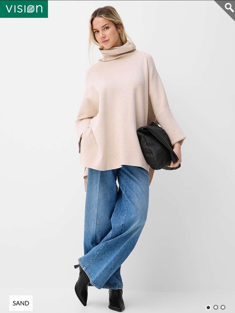 Simons Sand Turtleneck Poncho Sweater